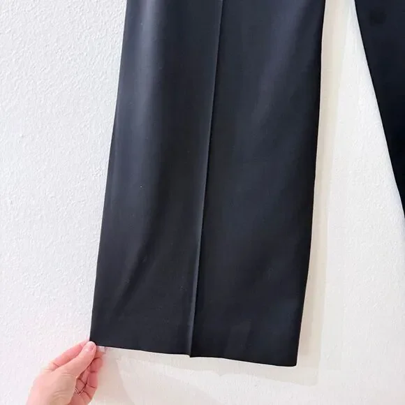 LAFAYETTE 148 Black Stretch Wool Pleated Wide-Leg Dress Pants Trousers 8 Wyatt - Picture 8 of 11